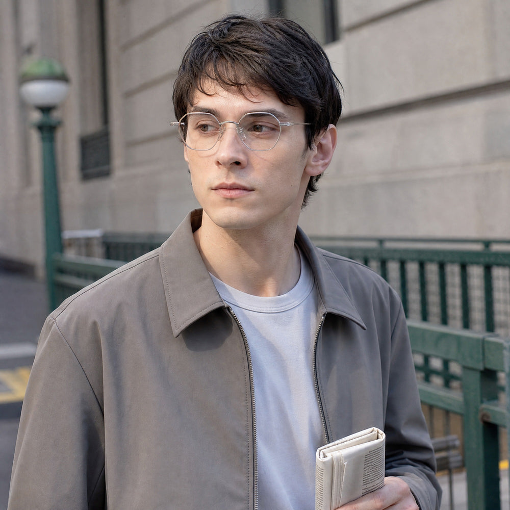 Lucien eyewear, eyewear worn in an everyday lifestyle setting