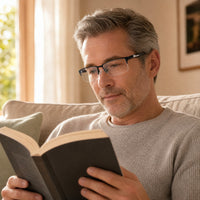 Gabriel eyewear, eyewear worn in an everyday lifestyle setting