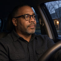 Valentin eyewear, eyewear worn in a second everyday lifestyle setting