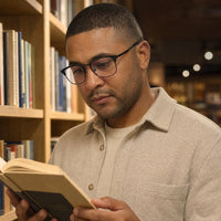 Étienne eyewear, eyewear worn in a second everyday lifestyle setting