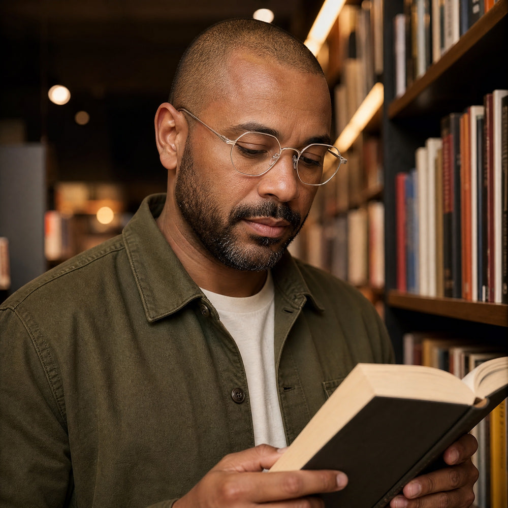 Lucien eyewear, eyewear worn in a second everyday lifestyle setting