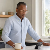 Nicolas eyewear, eyewear worn in a second everyday lifestyle setting