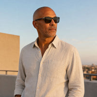 Sacha eyewear, eyewear worn in a third everyday lifestyle setting