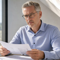Gustave eyewear, eyewear worn in a third everyday lifestyle setting