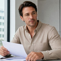 Auguste eyewear, eyewear worn in a third everyday lifestyle setting