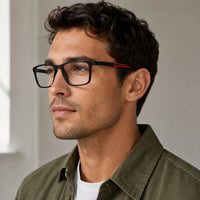Philippe eyewear, three-quarter side view showing the temple and hinge
