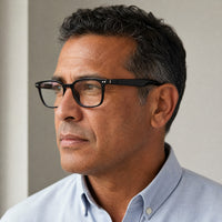 Valentin eyewear, three-quarter side view showing the temple and hinge