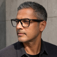 Sacha eyewear, three-quarter side view showing the temple and hinge