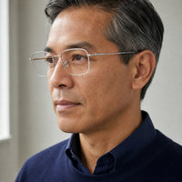 Sébastien eyewear, three-quarter side view showing the temple and hinge