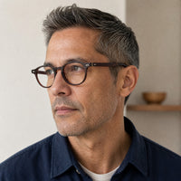 Victor eyewear, three-quarter side view showing the temple and hinge