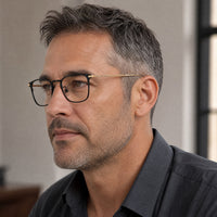 Fabien eyewear, three-quarter side view showing the temple and hinge